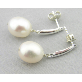 Updated White Pearl Posts Earrings Handmade white AA grade pearl sterling silver post earrings & a sterling dangle