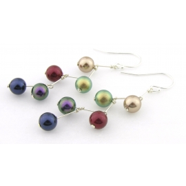 Pearl Stairway Earrings multicolor red purple green gold sterling kinetic