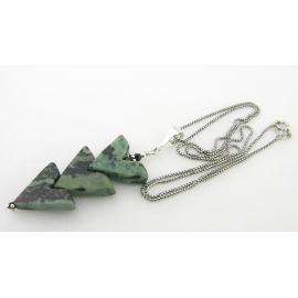 Kambaba Points Necklace Handmade necklace with carved kambaba jasper Swarovski crystals sterling silver