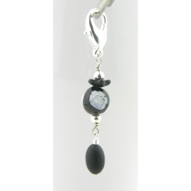 Black and White Stitch Marker Artisan made black and white stitch marker Venetian bead black jade silver