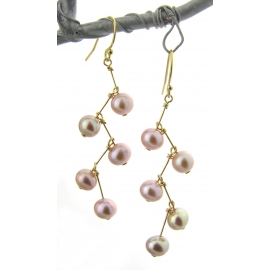Pearl Stairway Earrings Pearl Stairway Earrings gold filled pink lilac freshwater pearl metallic kinetic