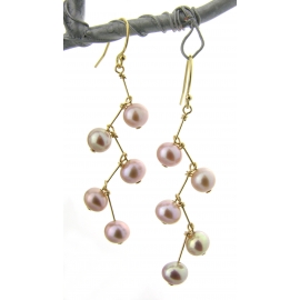 Pearl Stairway Earrings gold filled pink lilac freshwater pearl metallic kinetic