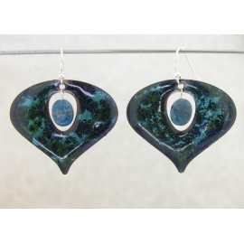 Chaotic Peacock Earrings Artisan made blue, green, aqua enamel on copper earrings apatite sterling