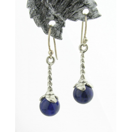 Handmade dark blue earrings with lapis lazuli gemstone sterling silver