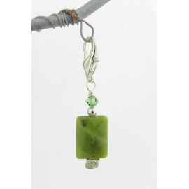 Artisan made green stitch marker BC jade silver