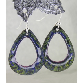 Limey Blues Earrings Artisan made blue and lime enamel on copper earrings sterling