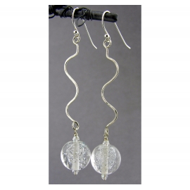 Silver Sparkle Earrings Silver Sparkle Earrings - clear sparkle drop sterling silver squiggle artisan