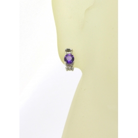 Ionic Amethyst Columns Earrings Handmade post earrings with AAA grade amethyst and sterling silver settings