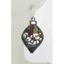 Artisan made raku copper ornament earrings