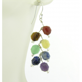 Rainbow Chakra Stairs ZigZag Mod multi gemstone sterling silver