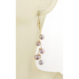Lavendar Pearl Stairs Earrings sterling silver gold fill kinetic