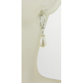 Artisan made sterling scallop capped earrings with AAA white freshwater pearls