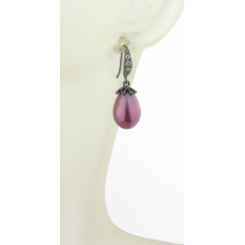 Artisan made black rhodium sterling earrings with AAA dyed freshwater pearls