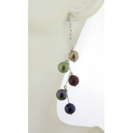 Pearl Stairway Earrings multicolor red purple green gold sterling kinetic