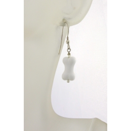 White Bone Earrings Artisan made white glass bone earrings with sterling silver
