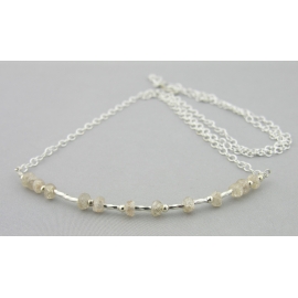 Sparkle Morse Code Necklace Artisan made sterling silver SPARKLE morse code necklace with champagne zircon