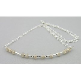 Artisan made sterling silver SPARKLE morse code necklace with champagne zircon