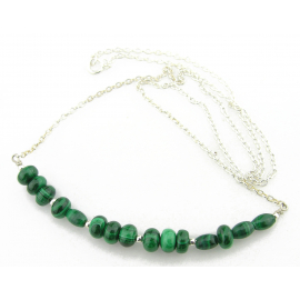 Artisan made sterling silver SASSY morse code necklace with malachite