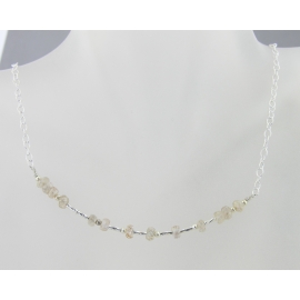 Sparkle Morse Code Necklace Artisan made sterling silver SPARKLE morse code necklace with champagne zircon