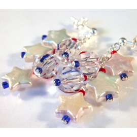 Red White Blue Sparkle Earrings Handmade 4th of July earrings red white blue usa sterling