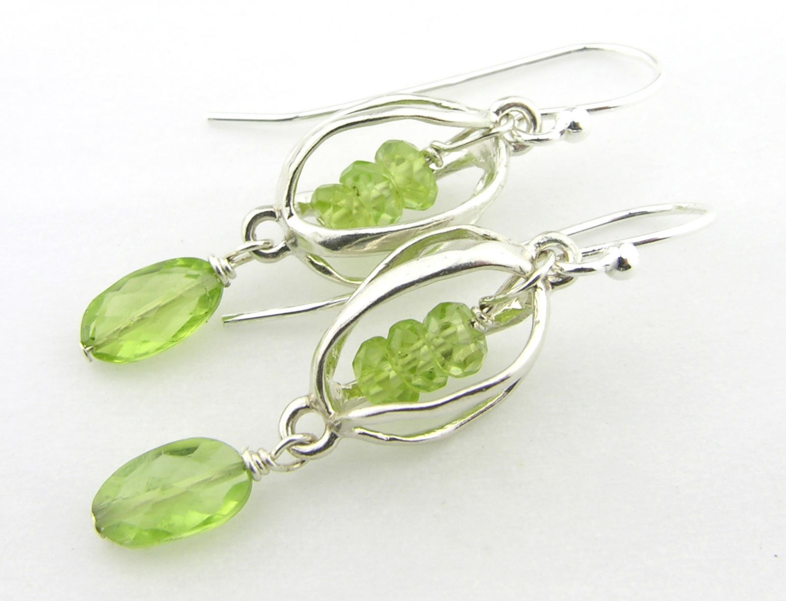 Caged Peridot Earrings - green lime handmade gemstone artisan srajd ...