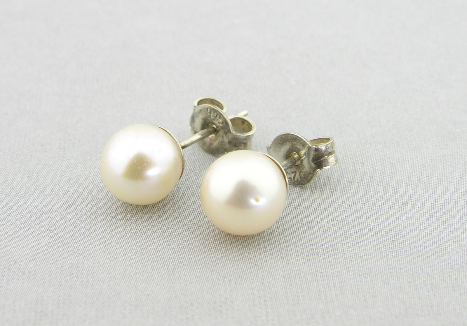 White Pearl Posts Earrings - white freshwater pearl post sterling ...