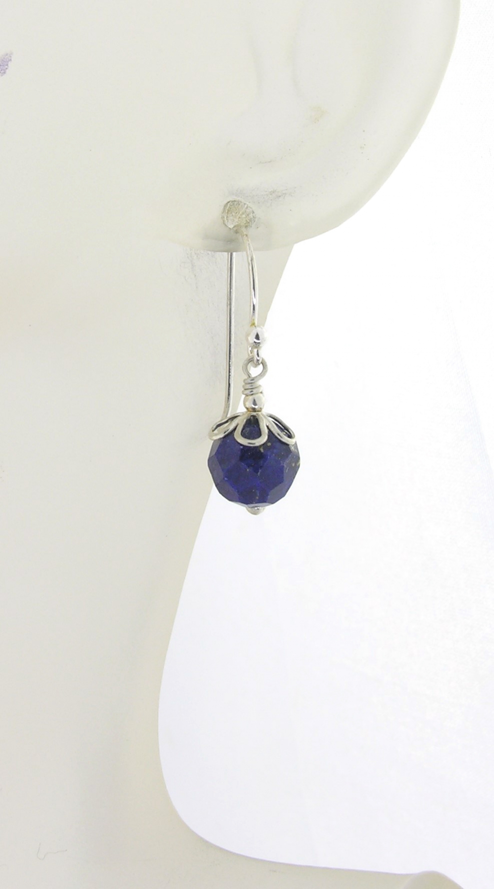 Lapis and Petals Earrings - handmade blue lapis sterling silver faceted ...