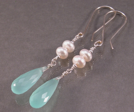 Aqua Chalcedony and Pearls