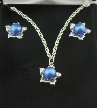 Blue Pearl Flowers Set