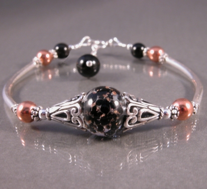 Black Murano Copper Bangle