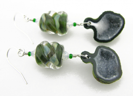 Green and Sparkly Earrings