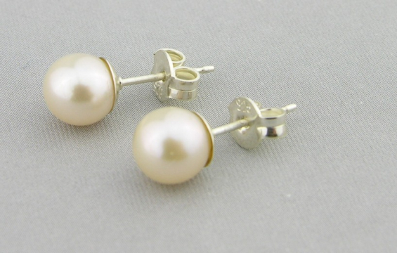 White Pearl Posts Earrings