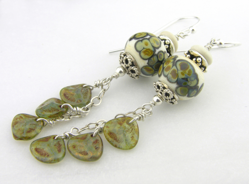 Green and Ivory Earrings - SOLD Green and Ivory Earrings - SOLD