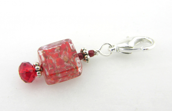 Red Square Venetian Stitch Marker