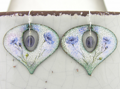 Iolite and Flowers Earrings