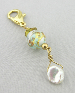 Turquoise and Gold Swirl Stitch Marker