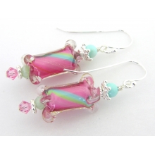 Pink and Turquoise Pinchies earrings.jpg