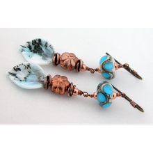 Turquoise Leaves and Flowers earrings.jpg