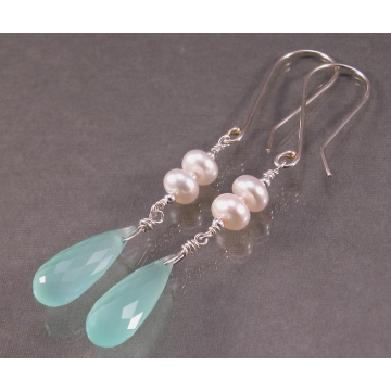 Aqua Chalcedony and Pearls