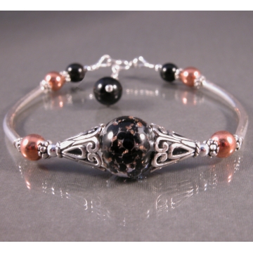 Black Murano Copper Bangle