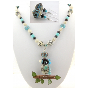 Southwest Parrot Necklace and Earrings
