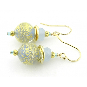 Baby Blue Golden Crackle Earrings - gold filled gold leaf light blue natural chalcedony gemstone sparkle gold vermeil handmade srajd cserpentDesigns Baby Blue Golden Crackle Earrings - gold filled gold leaf light blue natural chalcedony gemstone sparkle gold vermeil handmade srajd cserpentDesigns