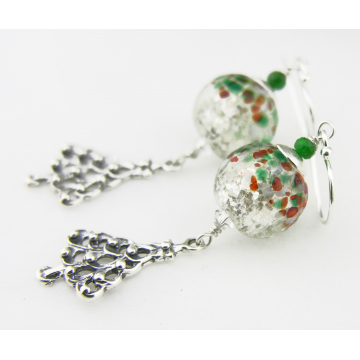 Oh Christmas Tree Earrings - handmade artisan with red green tsavorite sterling silver srajd cserpentDesigns