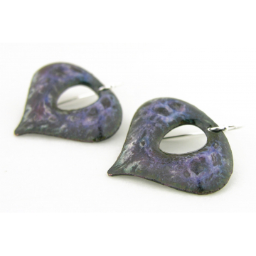 Nebula Earrings - handmade artisan purple black enamel on copper srajd cserpentDesigns