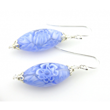 Venetian Blue Flowers Earrings