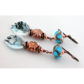 Turquoise Leaves and Flowers