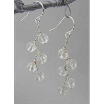 Crystal Stairs - Crystal Quartz ZigZag Mod Sterling Handmade Artisan Earrings -  stairway kinetic srajd cserpentDesigns