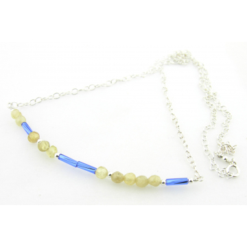 FIGHT Morse Code Necklace - citrine druzy blue glass handmade sterling silver artisan srajd cserpentDesigns