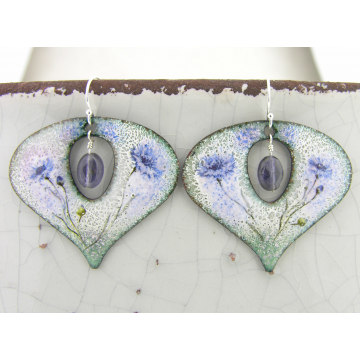 Iolite and Flowers Earrings