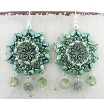 Teal Flowers Earrings - SOLD